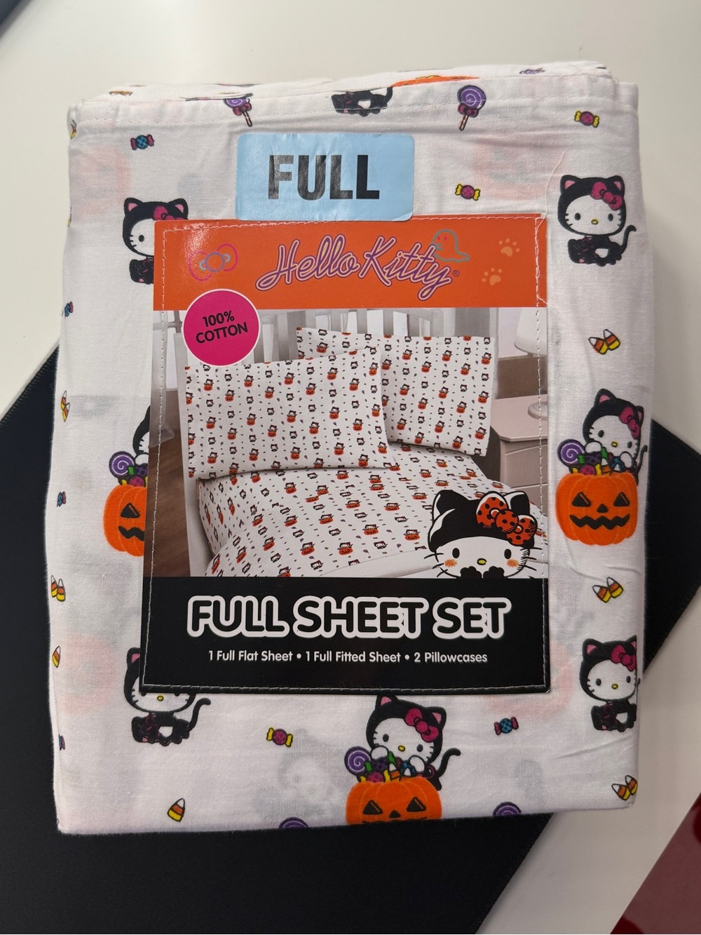 Hello Kitty Halloween Full Sheet Set Candy Cat Pumpkin 100% Cotton NEW